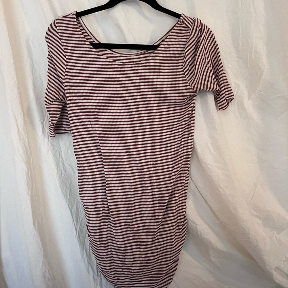 Isabel Maternity by Ingrid & Isabel elbow sleeve scoop neck striped shirt size s